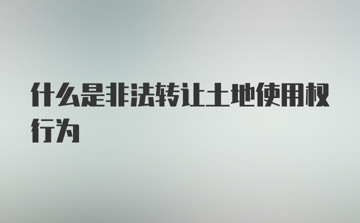 什么是非法转让土地使用权行为