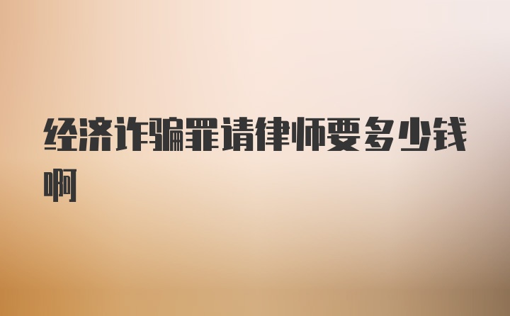 经济诈骗罪请律师要多少钱啊