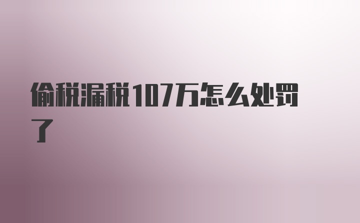 偷税漏税107万怎么处罚了