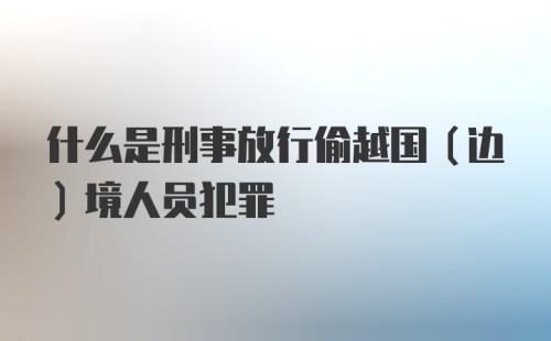 什么是刑事放行偷越国(边)境人员犯罪