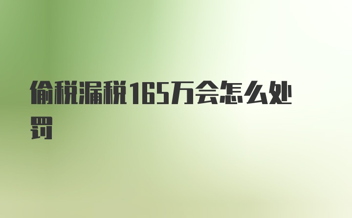 偷税漏税165万会怎么处罚