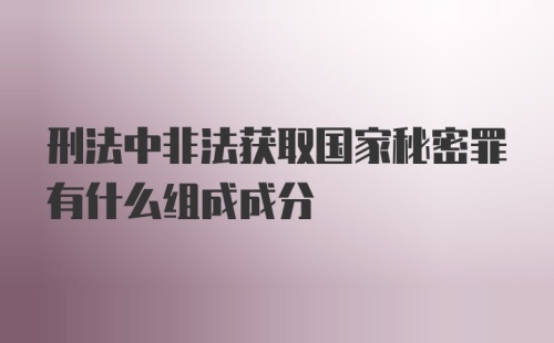 刑法中非法获取国家秘密罪有什么组成成分