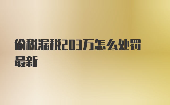 偷税漏税203万怎么处罚最新