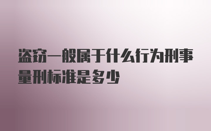 盗窃一般属于什么行为刑事量刑标准是多少