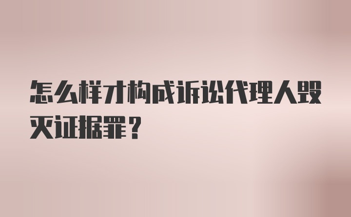 怎么样才构成诉讼代理人毁灭证据罪？