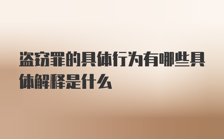 盗窃罪的具体行为有哪些具体解释是什么