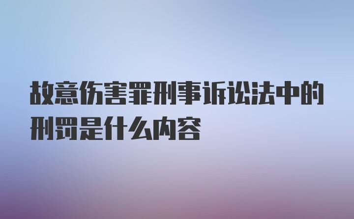 故意伤害罪刑事诉讼法中的刑罚是什么内容