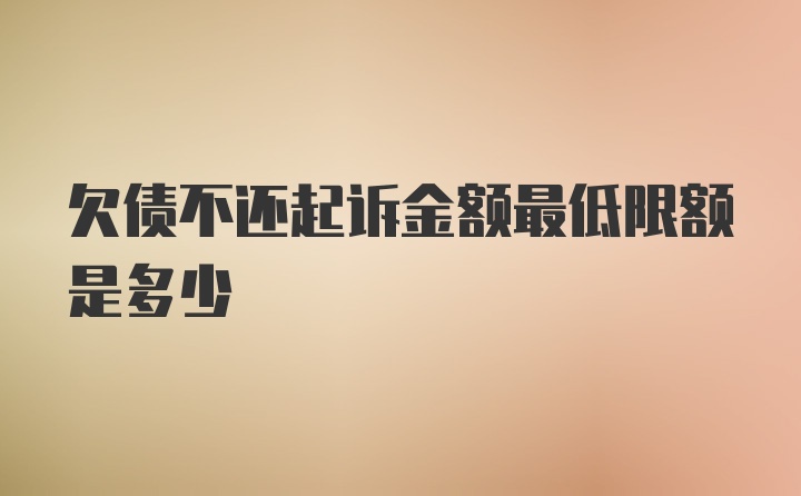 欠债不还起诉金额最低限额是多少