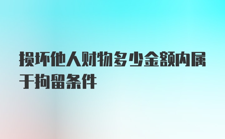 损坏他人财物多少金额内属于拘留条件