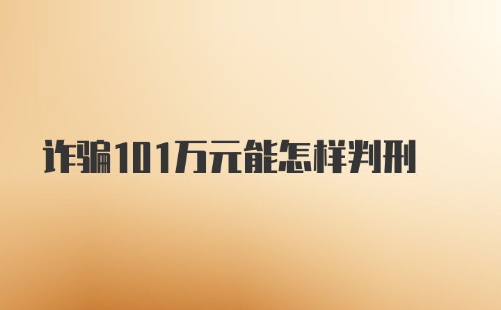 诈骗101万元能怎样判刑