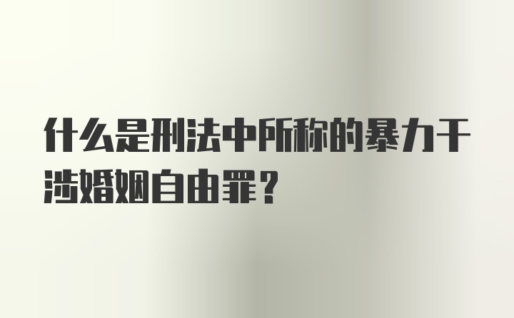 什么是刑法中所称的暴力干涉婚姻自由罪？