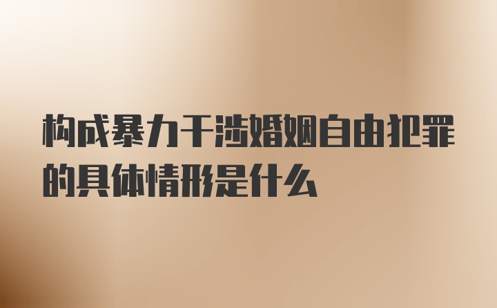 构成暴力干涉婚姻自由犯罪的具体情形是什么