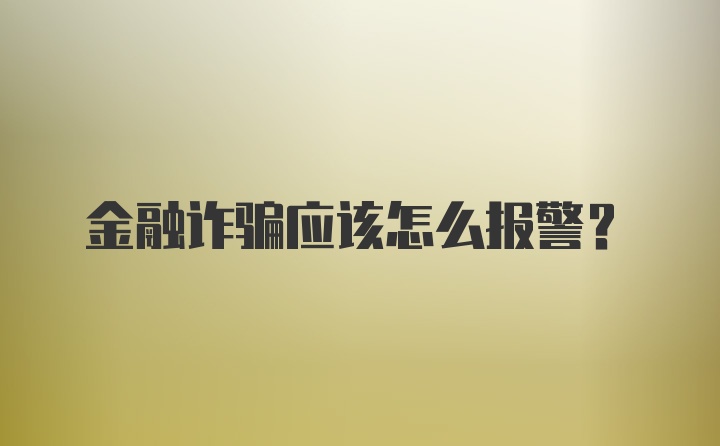 金融诈骗应该怎么报警？