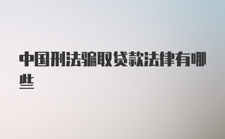 中国刑法骗取贷款法律有哪些