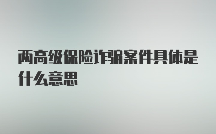 两高级保险诈骗案件具体是什么意思