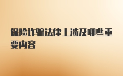 保险诈骗法律上涉及哪些重要内容