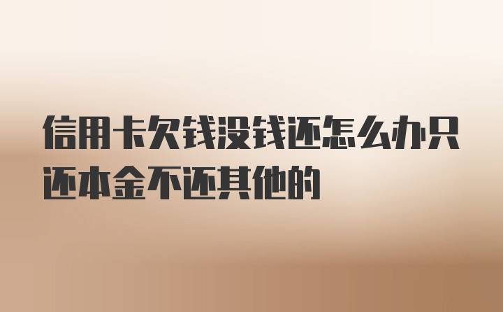 信用卡欠钱没钱还怎么办只还本金不还其他的