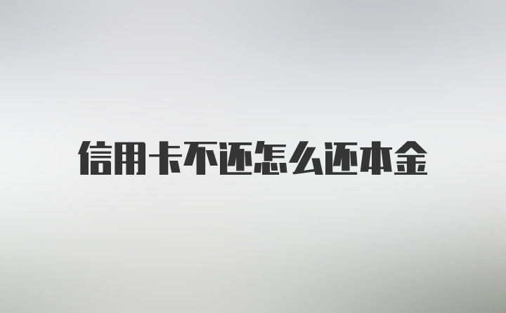 信用卡不还怎么还本金