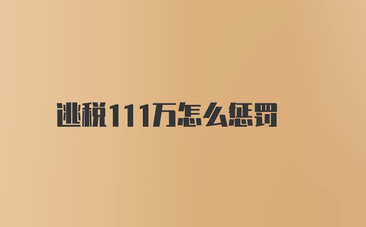 逃税111万怎么惩罚