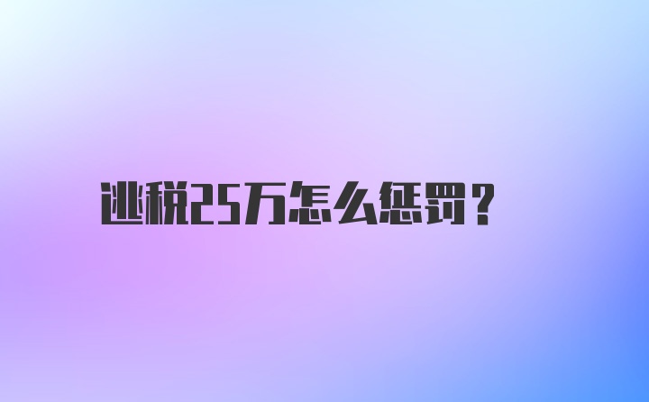 逃税25万怎么惩罚?