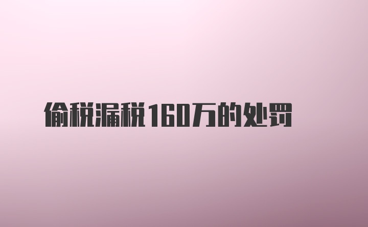 偷税漏税160万的处罚