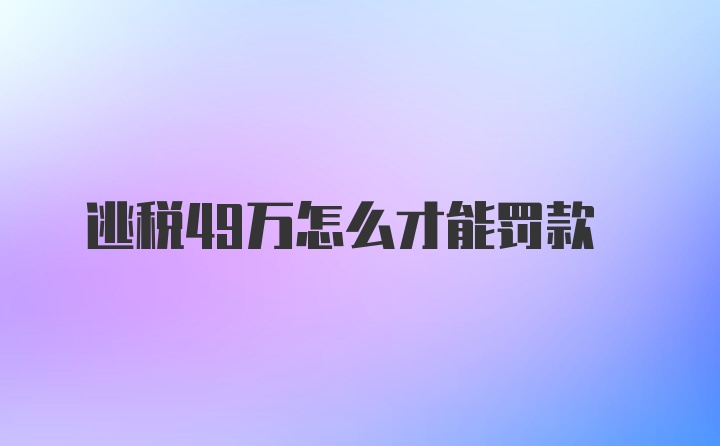 逃税49万怎么才能罚款