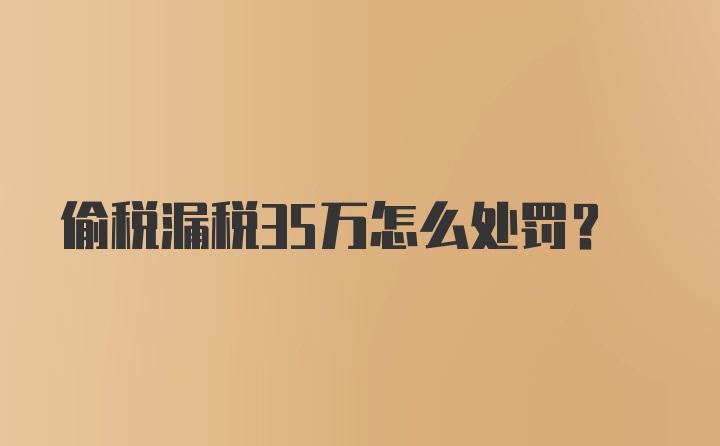 偷税漏税35万怎么处罚？