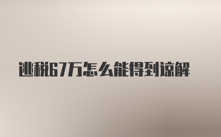 逃税67万怎么能得到谅解