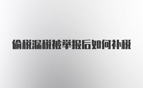 偷税漏税被举报后如何补税