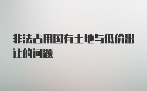 非法占用国有土地与低价出让的问题