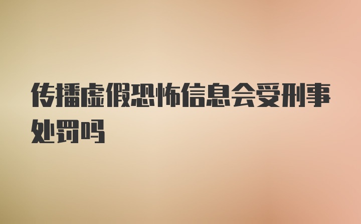 传播虚假恐怖信息会受刑事处罚吗