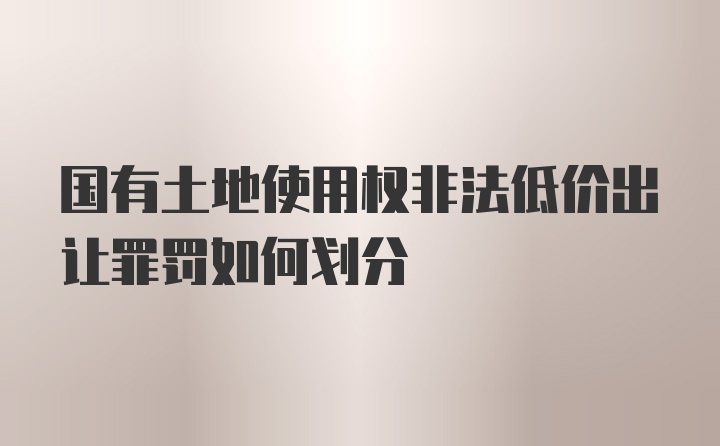 国有土地使用权非法低价出让罪罚如何划分