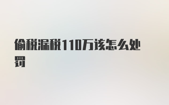 偷税漏税110万该怎么处罚