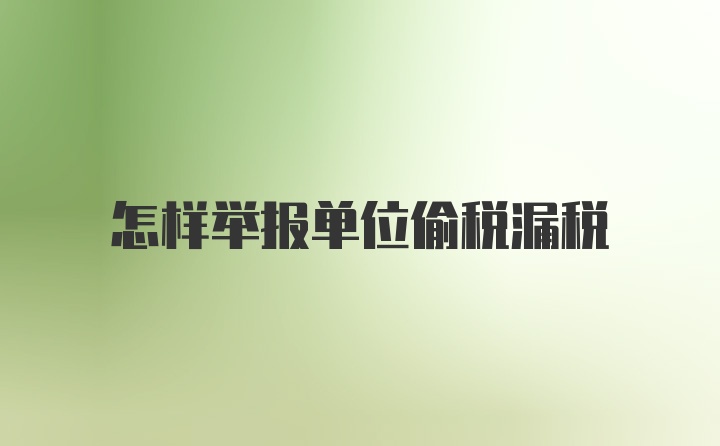 怎样举报单位偷税漏税