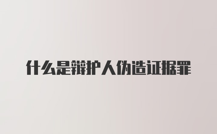 什么是辩护人伪造证据罪