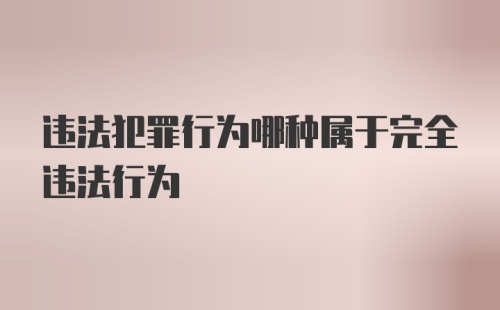 违法犯罪行为哪种属于完全违法行为