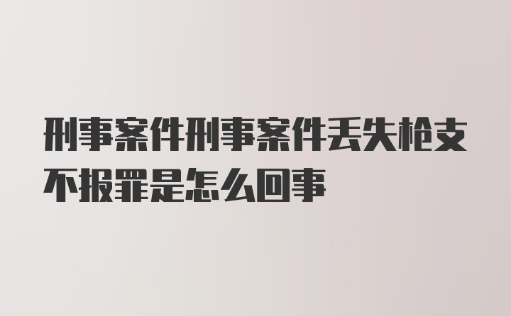 刑事案件刑事案件丢失枪支不报罪是怎么回事