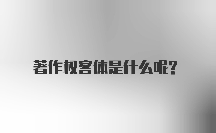 著作权客体是什么呢？