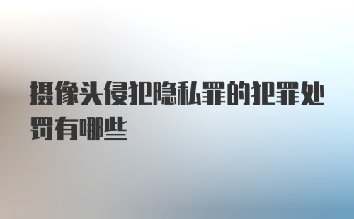 摄像头侵犯隐私罪的犯罪处罚有哪些