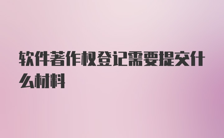 软件著作权登记需要提交什么材料