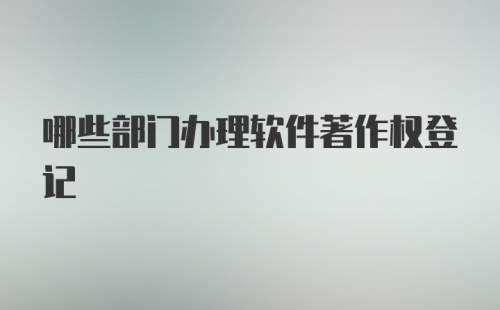 哪些部门办理软件著作权登记