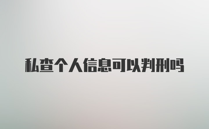 私查个人信息可以判刑吗