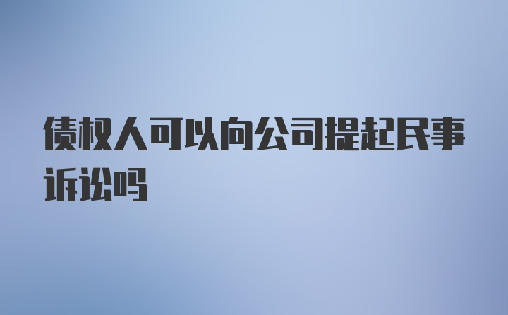 债权人可以向公司提起民事诉讼吗