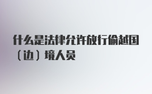 什么是法律允许放行偷越国（边）境人员