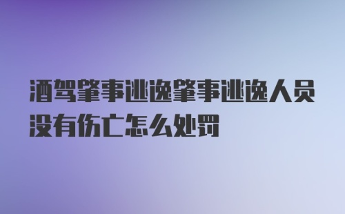 酒驾肇事逃逸肇事逃逸人员没有伤亡怎么处罚