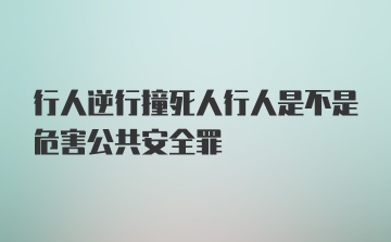 行人逆行撞死人行人是不是危害公共安全罪