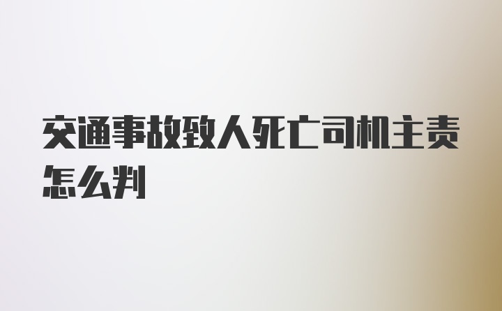 交通事故致人死亡司机主责怎么判