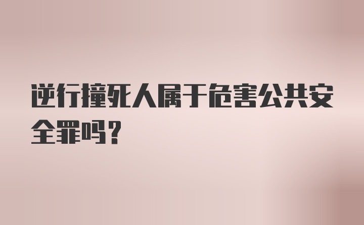 逆行撞死人属于危害公共安全罪吗？