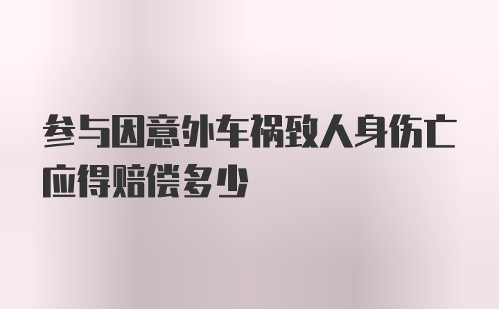 参与因意外车祸致人身伤亡应得赔偿多少