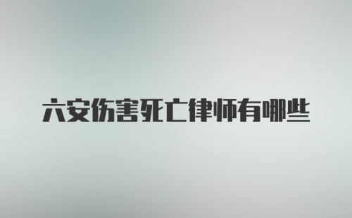 六安伤害死亡律师有哪些